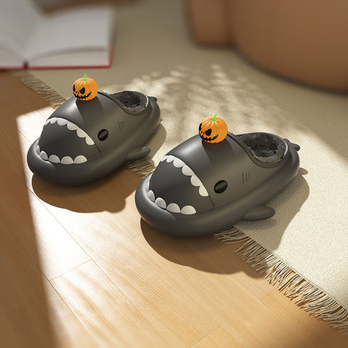 Sharkicks Basic - Hiver, Chaussons Requins Citrouille, Talon Ouvert
